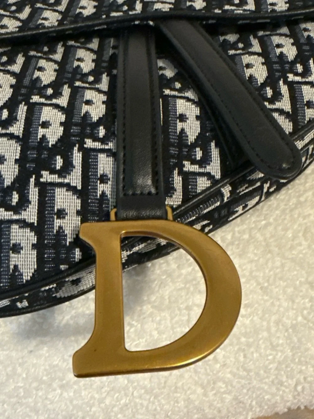 Dior Navy & Cream Saddle Mini Bag with Gold D Charm